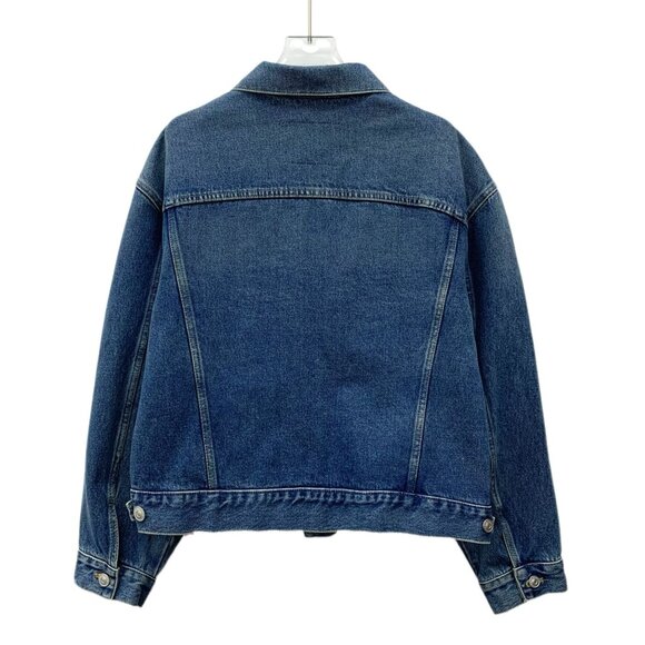 Balenciaga Deep Blue Washed Denim Jacket Lapel Single-Breasted Long Sleeves Cott - Picture 8 of 8